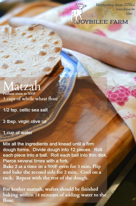 Matzah Recipes, Unleavened Bread Recipe, Communion Bread, Bible Food, Feast Of Unleavened Bread, Passover Dinner, Seder Meal, Kosher For Passover, Farm Recipes