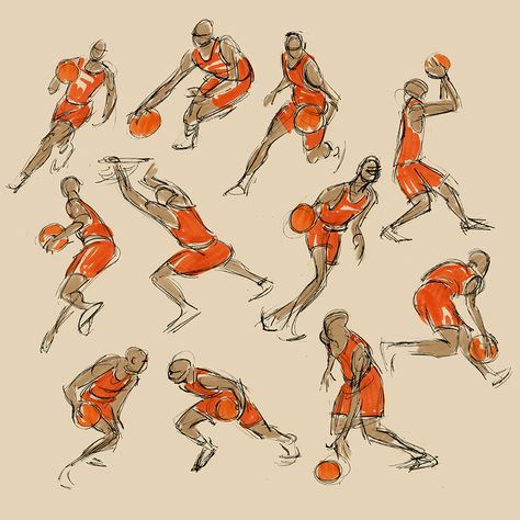 Wouter Tulp | Illustrator |: Gesture drawings Basketball Reference Pose, Basketball Poses Drawing, Basketball Reference, Gesture Illustration, Basketball Illustration, Gesture Drawings, Basketball Drawings, Sports Drawings, Sketch Poses