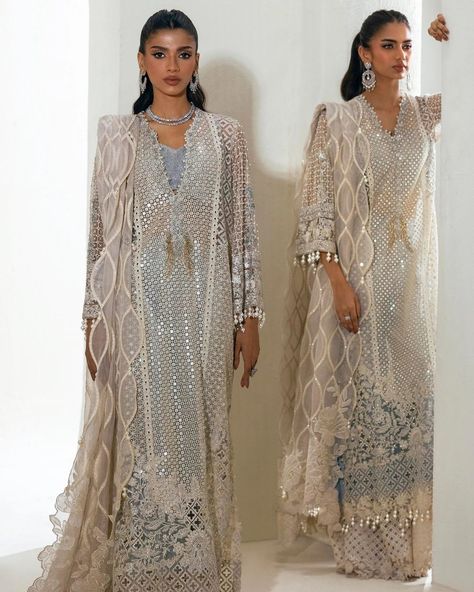 LIVE NOW ‼️Nurah Festive Vol 2 by Sana Safinaz 🤩✨ Available to shop now from laam.pk 💕🛍️ Modest Girl, Net Blouse, Blue Organza, Net Blouses, Blouse Embroidery, Sana Safinaz, Organza Sleeves, Wedding Clothes, Embroidered Border