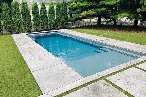 Imagine Pools, Tanning Ledge Pool, Rectangle Pool, Pools Backyard Inground, Fiberglass Swimming Pools, Pool Renovation, Pool Remodel, Small Pool Design, Rectangular Pool