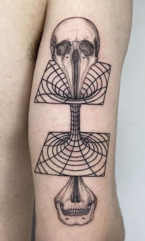 The Most Popular Monochromatic Tattoos - TheTatt Scientific Tattoo, Surrealism Tattoo, Wormhole Tattoo, Astronomy Tattoo, Science Tattoo, Science Tattoos, Surreal Tattoo, Muster Tattoos, Tattoo Artwork