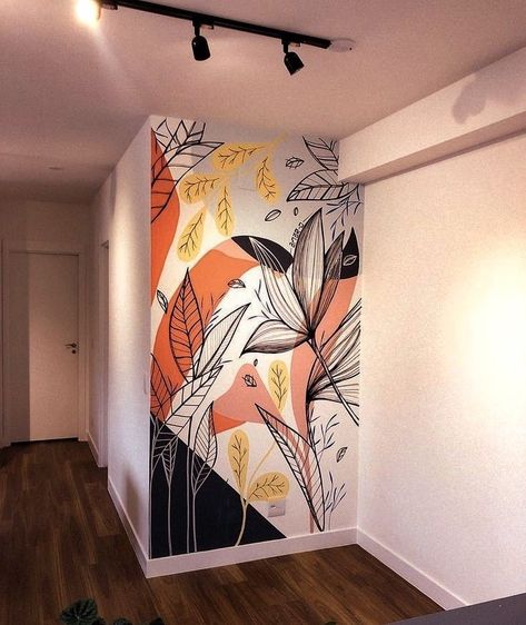 Interior Murals, Diy Wall Painting, Wall Painting Decor, Wall Drawing, Wall Paint Designs, Mural Wall Art, Apartment Interior, Mural Art, Design Case