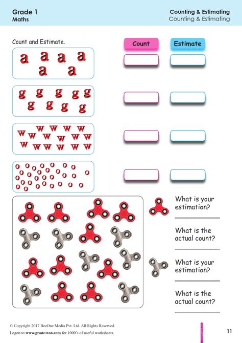 Estimation Worksheet, Worksheets 1st Grade, Worksheet Preschool, English Grammar For Kids, Grammar For Kids, Money Math, Number Lines, Counting Worksheets, 1st Grade Math Worksheets