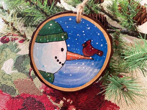 Friends Christmas Ornaments, Penguin Christmas Ornaments, Handpainted Christmas Ornaments, Friend Christmas Ornaments, Wood Slice Ornaments, Christmas Canvas Art, Friends Christmas, Painted Christmas Ornaments, Christmas Wood Crafts