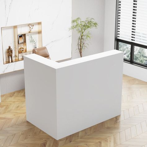 Working Reception Desk L Shaped Front Counter Reception Table Counter - Bed Bath & Beyond - 37185957 Store Checkout Counter, Laminate Reception Desk, White Reception Desk, Wood Reception, Small Reception Desk, Wood Reception Desk, Reception Desk Counter, Salon Reception Desk, Modern Reception Desk