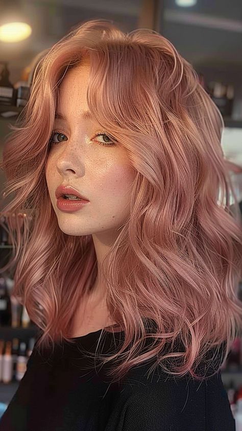 30 Radiant Blonde Hair Color Concepts Short Blonde And Pink Hairstyles, Golden Rose Hair Color, Peach Gold Hair, Rosy Pink Hair, Rise Gold Hair, Apricot Hair Color Peach Rose Gold, Strawberry Blonde Pink Hair, Dark Blonde And Pink Hair, Fashion Color Hair Ideas