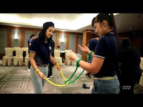 Team building Thailand Indoor activity The magic rope game for team culture - YouTube Teambuilding Activities For Work Fun, Games For Events, Indoor Team Building Activities, Kids Team Building Activities, Indoor Group Games, Indoor Team Building, Indoor Camping Party, Games Team Building, Team Culture