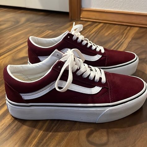 Maroon Vans Old Skool Stackform Shoe Old Skool Stackform, Maroon Vans, Low Cut Shoes, Maroon Color, Vans Old Skool, Old Skool, Shoe Game, Vans Shoes, Low Cut