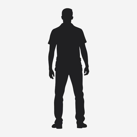 Man standing silhouette vector design | Premium Vector #Freepik #vector #man #art #design #illustration Man Standing Silhouette, Man Silouhette, Man Standing Drawing, Standing Silhouette, Walking Silhouette, Male Silhouette, Man Looking Up, A Man Standing, Man Silhouette