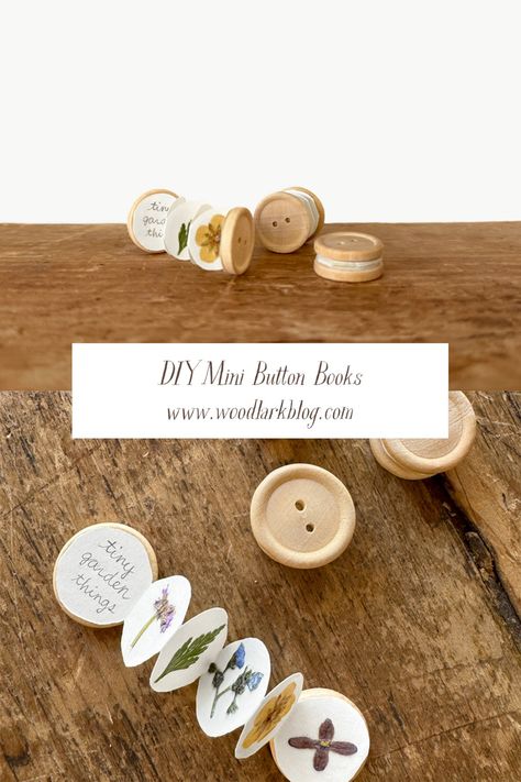 DIY Mini Button Books - Woodlark Blog Woodlark Blog, Button Book, Springtime Crafts, Envelope Book, Homeschool Crafts, Mini Notebooks, Diy Notebook, Craft Classes, Fun Craft