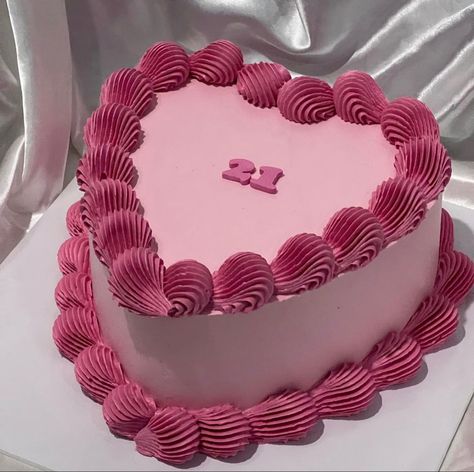 Pink Heart Cake 21, Heart Cake 19 Birthday, 21st Birthday Cake Heart Shape, Dark Pink Birthday Cake, Heart Shaped 21st Birthday Cake, 21 Heart Birthday Cake, Pink Birthday Cake 21, Heart 21st Birthday Cake, Pink Heart Bday Cake