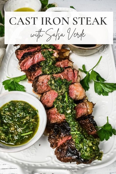 Cast Iron Flank Steak, Strip Steak Recipes, New York Strip Steak Recipes, New York Steak Recipe, Healthy Steak Recipes, Bachelorette Dinner, Strip Steaks, New York Strip Steak, Spaghetti With Ground Beef