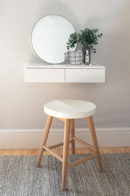 Wall Dressing Table, Small Dressing Table, Dressing Design, Aesthetic Interior Design, Dressing Room Decor, Dressing Table Design, Makeup Room Decor, Dekorasi Kamar Tidur, Estantes Flotantes