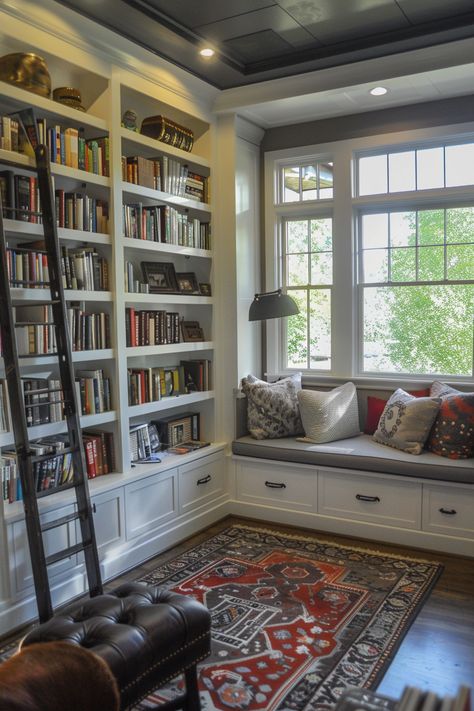 Cottage Cozy: New England Reading Room Cottage Library Room, Modern New England Home Interiors, New England Wallpaper, Classic New England Home Interior, Snug Library, Modern New England Home, New England Living Room, New England Style Living Room, New England Home Decor