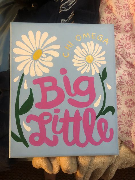 Big Little Flower Theme, Flower Sorority Canvas, Simple Sorority Canvas, Sorority Big Little Crafts, Big Little Paintings Canvases, Chi Omega Canvas Painting, Big Little Paintings Sorority, Big Little Plaques, Sorority Canvas Paintings Big Little