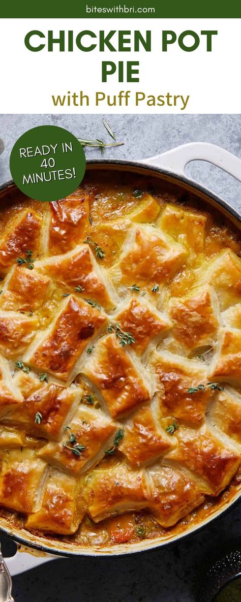 Puff Pastry Dinner, Puffy Pastry, Puff Pastry Recipes Dinner, Pot Pie With Puff Pastry, Pie With Puff Pastry, Use Rotisserie Chicken, Puff Pastry Chicken, Best Chicken Pot Pie, Chicken Pie Recipe