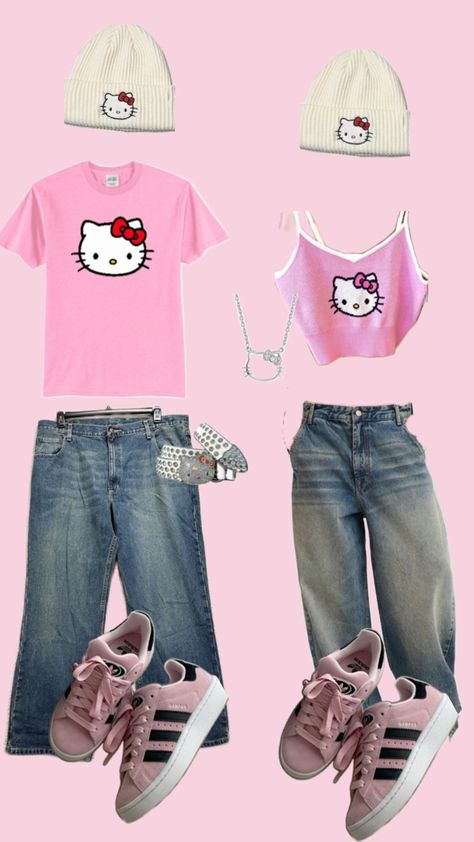 Couple Outfits Matching, Street Style Outfits Casual, Matching Outfits Best Friend, Kitty Clothes, Hello Kitty Clothes, Cute Couple Outfits, Shoes Outfit Fashion, Outfit Inspo Casual, Matching Couple Outfits