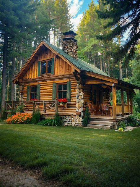 Aesthetic Eclectic, Wildlife Wallpaper, Timber Cabin, Little Cabin In The Woods, Log Cabin Rustic, Cabin House Plans, Minimal House Design, Wooden Cabins, Cabin Living