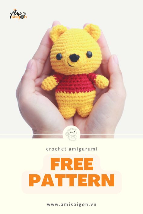 Amigurumi Free Pattern Winnie The Pooh, Pooh Amigurumi Free Pattern, Crocheted Winnie The Pooh, Mini Winnie The Pooh Amigurumi, Crochet Mini Winnie The Pooh, Free Crochet Winnie The Pooh Patterns, How To Crochet Winnie The Pooh, Winne The Pooh Crochet Pattern, Winnie The Pooh Crochet Patterns Free Amigurumi