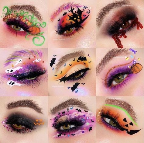 Spooky Eyeshadow, Spooky Season Makeup, Halloween Makeup Eyeshadow, Spooky Eye Makeup, Halloween Eyeshadow Looks, Halloween Eye Looks, Halloween Themed Makeup, Halloween Glam Makeup, Halloween Eye Makeup Looks