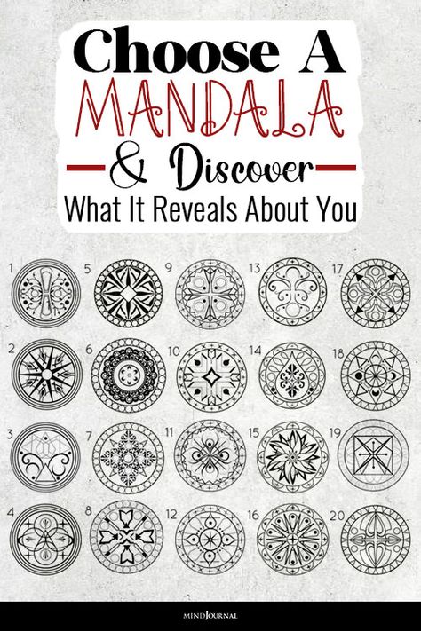 Choose A Mandala And Discover What It Reveals About You Mandala Meaning Symbols Spiritual, Mandala Symbols Meanings, Mandela Meanings, Healing Mandala Tattoo, Mandala Meaning Symbols, How To Draw A Mandala, Mandala Art With Quotes, Meaning Of Mandala, Boho Symbols