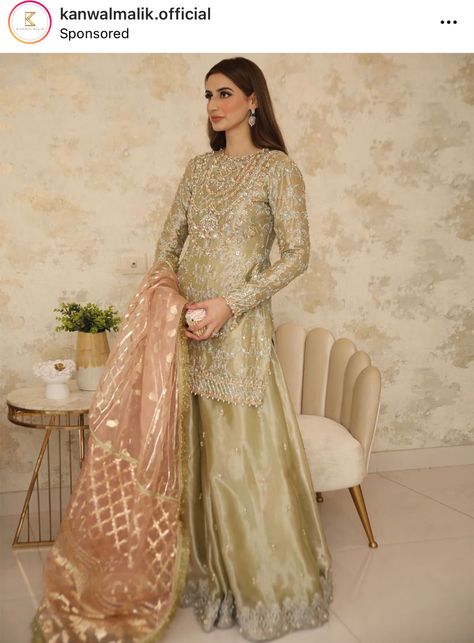 Tissue Sharara, Walima Outfit, Kanwal Malik, Mehandi Dress, Dabka Work, Asian Dresses, Pakistani Formal Dresses, Desi Wedding Dresses, Latest Bridal Dresses