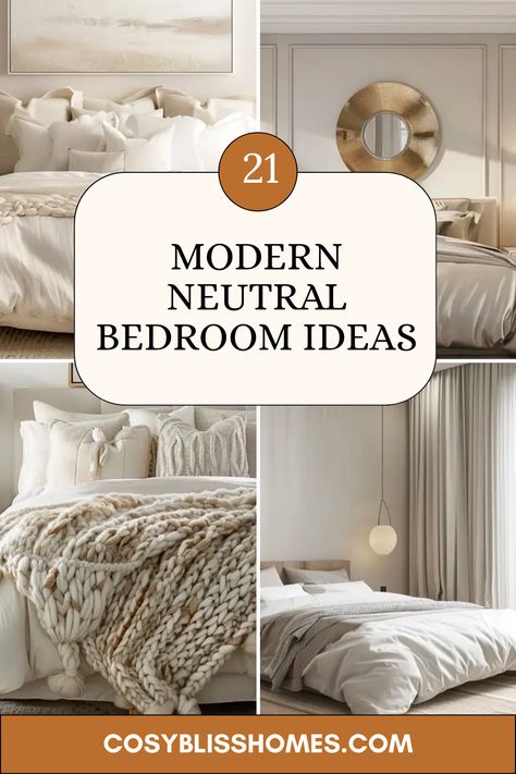 21 refreshing neutral bedroom ideas await you! Transform your space into a calming retreat with soothing color palettes like white, cream, beige, and gray. These modern designs highlight textures and patterns that add character without overwhelming your senses. Incorporate cozy knits and embrace chic metallics for a touch of elegance. The beauty of a neutral bedroom lies in its versatility—create a cozy corner, a stylish statement, or a serene oasis tailored to you. Get ready to unwind and relax in the perfect space! White Beige Bedroom, Beige And White Bedroom Ideas, Modern Neutral Bedroom, White And Beige Bedroom, Apartment Ideas Living Room, Neutral Bedroom Ideas, Earth Tone Decor, Neutral Bedrooms, Beige Bedroom