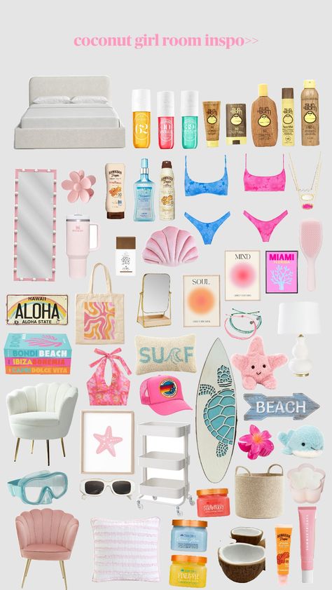 coconut girl room inspo >> 🥥🫶🏽🩷🌊 (Hope it's good) #coconut #coconutegirl #roominspo Kmart Room Decor Bedroom, Coconut Girl Aesthetic Room Decor, Coconut Girl Bedroom Aesthetic, Beach Girl Aesthetic Room Ideas, Coconut Room Aesthetic, Coconut Bedroom, Basic Aussie Girl Room, Aesthetic Summer Room, Coconut Girl Bedroom