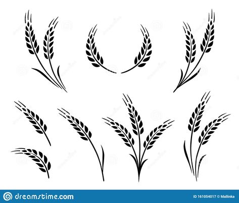 Illustration about Black hand drawn set of decorative wheat ears on white background. Illustration of drawn, cereal, beer - 161054017 Wheat Sketch, Wheat Drawing, Wheat Tattoo, Wheat Decorations, Virgo Tattoo, Bakery Logo, Create Digital Product, Logo Icon, Wedding Vector