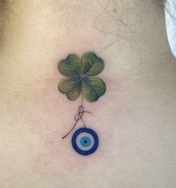 Greek Evil Eye Tattoo, Bird Tattoos For Women, Tattoo Design For Hand, Clover Tattoo, Evil Eye Tattoo, Evil Eye Art, Small Rose Tattoo, Hand And Finger Tattoos, Clover Tattoos