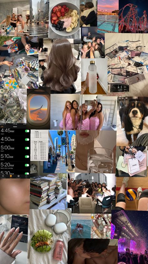 2024 vision board #New years New Year’s Eve Vision Board, New Year Manifestation Board, New Year Vision Board Goal Settings, 2024 Vision Board Glowup, New Year Vision Board, Realistic New Years Goals, La Life, Rich Girl Aesthetic, Dream Vision Board