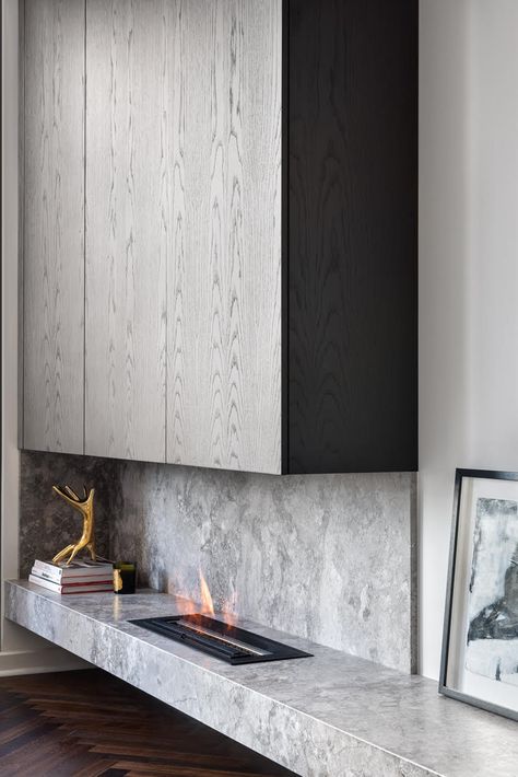 Apartment Fireplace, Marble Tv Unit, Apartment Sydney, Fireplace Styling, Contemporary Penthouse, Fireplace Tv Wall, Regal Design, Living Room Spaces, Entertainment Room