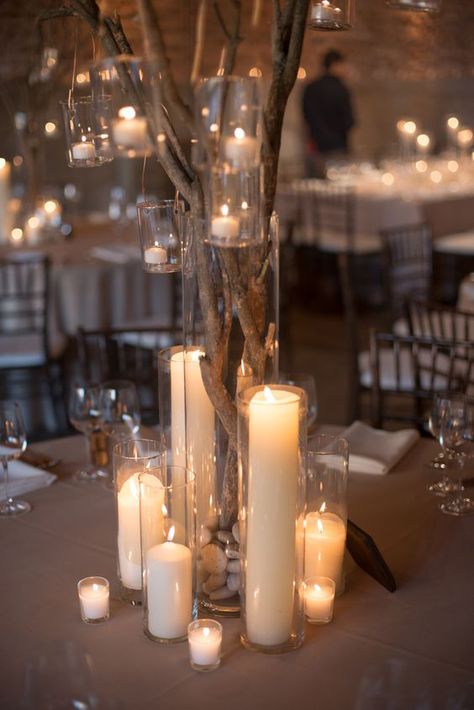 What a beautiful idea for led candles wedding decor! We have LED candles in different colors to match your wedding colors: https://www.amazon.co.uk/dp/B01N23ZHEQ Branch Centerpieces, Wedding Motifs, Unique Wedding Flowers, Wedding Floral Centerpieces, Unique Centerpieces, Rustic Wedding Centerpieces, Flower Centerpieces Wedding, Wedding Table Centerpieces, Glass Vases