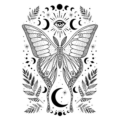 Moon Moth Art, Moth Meaning, Nurse Tattoo, Tattoo Apprenticeship, Journal 2024, Mystical Moon, Moon Moth, Moth Art, Cute Small Tattoos