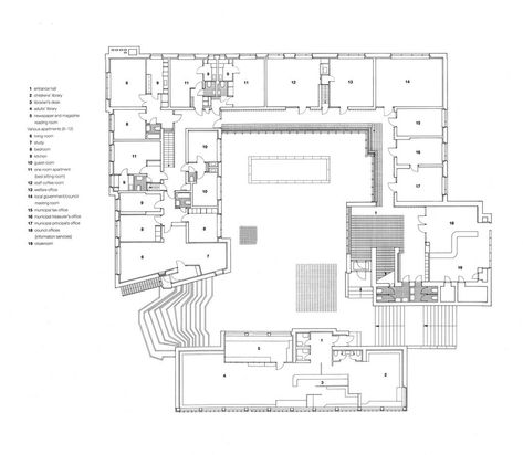 AWSS35953_35953_29398239 Hall Flooring, Ground Floor Plan, Alvar Aalto, Town Hall, Architecture Drawing, Ground Floor, Modern Architecture, Floor Plan, Architecture Design