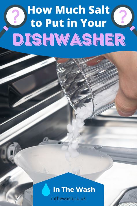 Dishwasher salt is a mystery to most people. Learn how much you need to use in this guide to adding salt to your dishwasher. Best Dishwasher, Table Salt, Dirty Dishes, Dishwasher Detergent, Water Softener, Dishwashing Liquid, Soft Water, Cleaning Dishes, Dishwashers