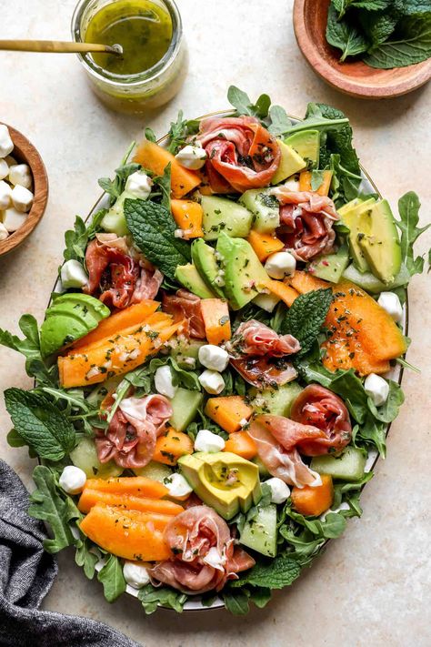 Melon Salad with Prosciutto Trail Mix Granola Bars, Melon And Prosciutto, Healthy Homemade Granola Bars, Pineapple Crisp, Lime Grilled Chicken, Prosciutto Salad, Kitchen Website, Lexi's Clean Kitchen, Spicy Grilled Chicken