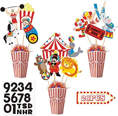 Themed Table Decorations, Carnival Animals, Circus Theme Birthday Party, Circus Theme Cakes, Carnival Party Decorations, Circus Birthday Party Theme, Elephant Cupcakes, Circus Cake, Circus Animals