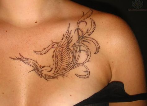 Heron Collar Bone Tattoo is listed (or ranked) 3 on the list 25 Stunning Collar Bone Tattoo Ideas Bird Of Paradise Tattoo, Collarbone Tattoos, Clavicle Tattoo, Phoenix Bird Tattoos, Vogel Tattoo, Bone Tattoo, Small Rose Tattoo, Bone Tattoos, Collar Bone Tattoo