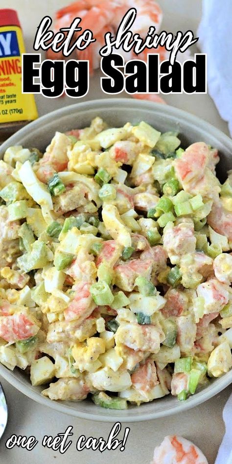 Keto Shrimp Egg Salad #ketoshrimpeggsalad #shrimpeggsalad Stylish Cravings, Keto Egg Salad, Deviled Egg Salad, Keto Shrimp Recipes, High Protein Salads, Keto Shrimp, Protein Salad, Bariatric Friendly Recipes, High Protein Low Calorie