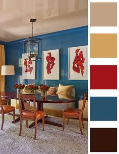 Royal Blue Color Combinations, Garage Colors, Modern Living Room Colors, Fall Color Combinations, Bedroom Decor Aesthetic, Living Room Color Combination, Red Palette, Red Combination, Monochromatic Decor