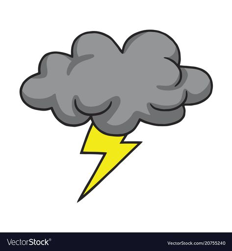 Thunder Clouds Drawing, How To Draw Thunder, Thunderstorms Drawing, Storm Clipart, Thunder Cartoon, Thunder Drawing, Thunder Illustration, Lightning Cartoon, Weather Drawing