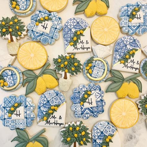 Amalfi Coast Theme Cookies, Amalfi Theme Cake, Italian Themed Wedding Shower Ideas, Amalfi Theme Wedding, Bridal Shower Ideas Italian Theme, Meet Me In Positano Theme, Positano Theme Wedding, Amalfi Coast Cookies, Almafi Coast Baby Shower Theme