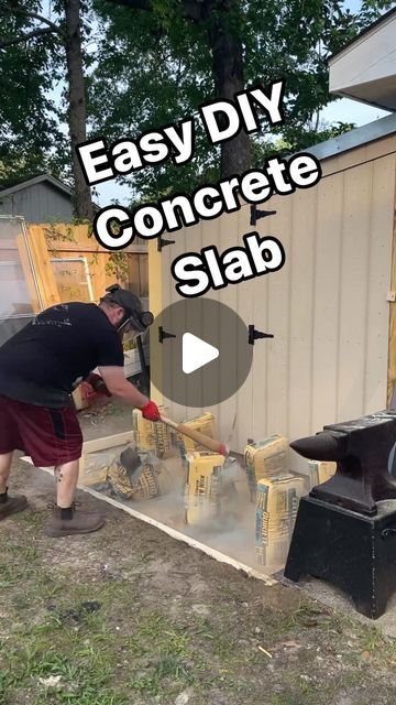 Christopher Powell on Instagram: "This dry pour concrete slab was so easy that anyone can do it  #concrete #concreteconstruction #concretelife #cement #cementdesign #diy #doityourself #diyprojects #concretedesign #concretefloor #slab #construction #constructionlife #contractor #contractorlife #build #builder #worksmarternotharder #worksmart #lifehack #lifehacks #easydiy #home #weekendproject #garden #outdoors #homeimprovement" Easy Diy Concrete Patio, Pouring Concrete Steps, Cement Slabs Ideas, Diy Slabs Concrete Patios, Cinderblock Ideas Backyards, How To Pour Concrete Slab, Dry Pour Concrete Slab, Cement Ideas Diy Projects, Diy Cement Patio