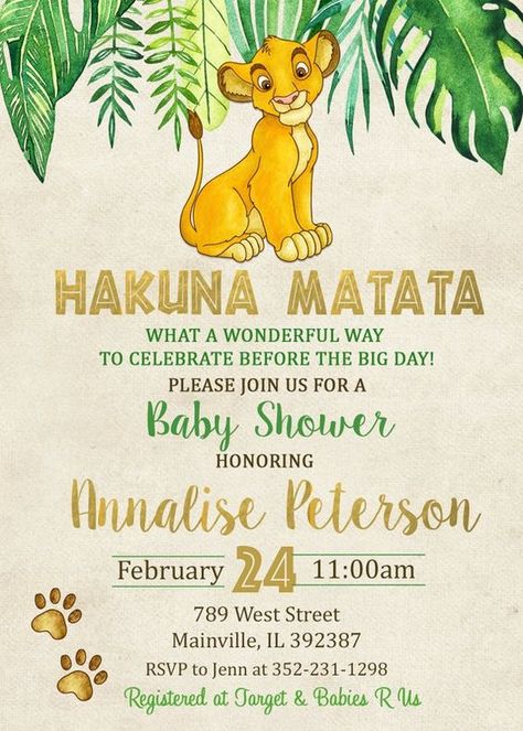 Simba Baby Shower, Lion King Invitation, Lion King Birthday Party Ideas, Theme Bapteme, Lion King Theme, Lion Baby Shower, Trendy Baby Shower Themes, Lion King Party, Simba Lion