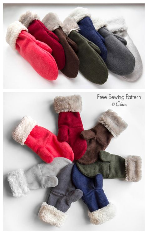 Fleece Mittens with Faux Fur Free Sewing Pattern | Fabric Art DIY Small Fleece Sewing Projects, Mittens Sewing Pattern Free, Small Fleece Projects, Free Winter Sewing Patterns, Mittens Pattern Sewing, Mitten Sewing Pattern, Fur Mittens Pattern, Mittens Sewing Pattern, Winter Hat Sewing Pattern