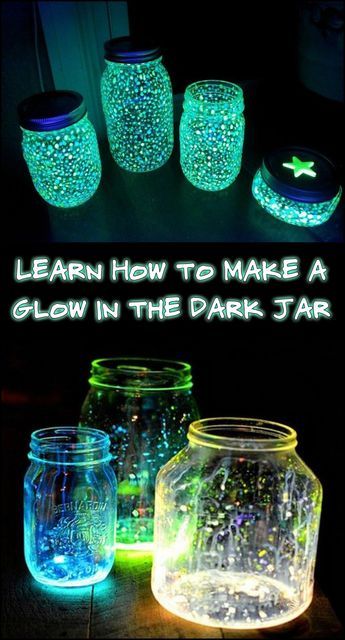 Glow In The Dark Jars, Diy Glow, Diy Crafts For Teens, Diy Jar Crafts, Mason Jar Crafts Diy, Jar Diy, Jar Lights, Crafts For Girls, Mason Jar Diy