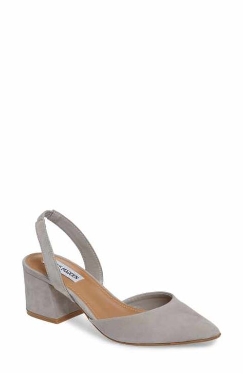 Steve Madden Day Pump (Women) Block Heel Loafers, Shoes Steve Madden, Chunky Block Heels, Grey Suede, Shoes Pumps, 5 Inch Heels, Womens Wedges, Slingback Pump, Heel Pumps