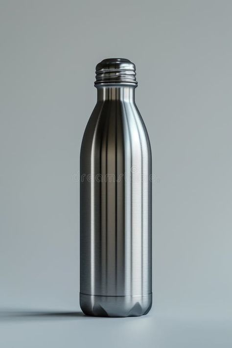 Sports Aluminum Water Bottle for Hiking or Cycling on a gray background stock images Camping Layout, Aluminum Water Bottles, Metal Water Bottle, Gray Background, Photo Image, Cycling, Water Bottle, Stock Images, Hiking