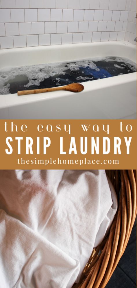 How to Strip Laundry for a Deep Clean - The Simple Homeplace Laundry Pulling Recipe, Bathtub Clothes Soak, Stripping White Laundry Recipe, Laundry Stripping Bed Sheets, Striping Your Towels Clean, Laundry Deep Clean Soak, Deep Clean Sheets In Bathtub, How To Get Your Towels To Smell Clean, Borax Baking Soda Laundry